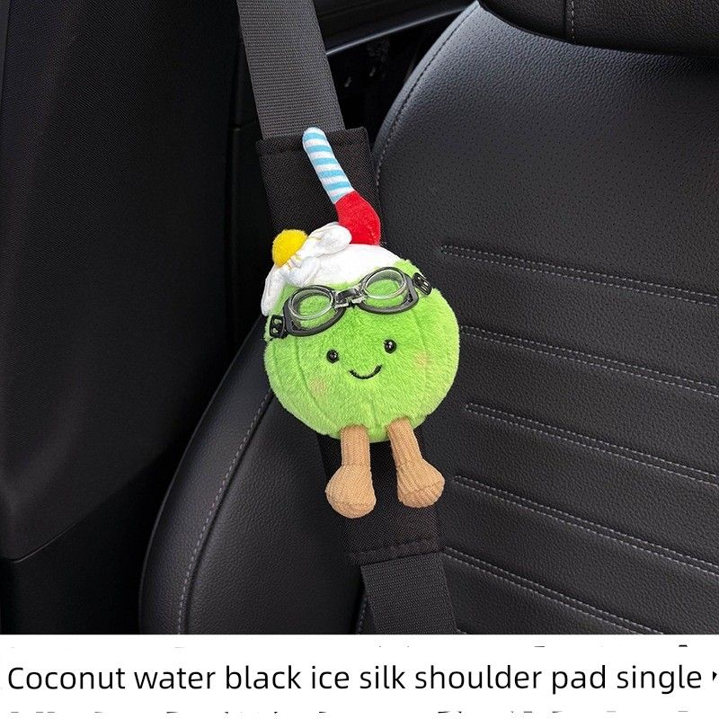 Car Seatbelt Shoulder Pad Jc Same Style Lemon Water Car Seatbelt Decoration New Car Gift Universal for All Seasons Women Coconut water black ice silk shoulder pad single