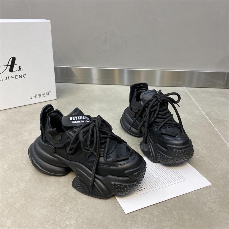 

Модные Новые сетчатые Дышащие женские туфли дизайнер Тренд Спорт Бег повседневные массивные женские туфли 36(Foot 23cm) чёрный