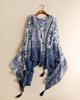 European and American Fashion Without Label Cutting, Elegant Blue and White Porcelain Sunscreen Silk Scarf, Fringed Cotton and Linen Scarf, Women's El