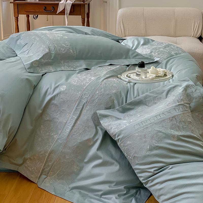 100 Count Long Staple Cotton Bedding Set Plant Flower Patterns Embroidered Duvet Cover TwinFull QueenSize Bed Sheet Fitted Sheet