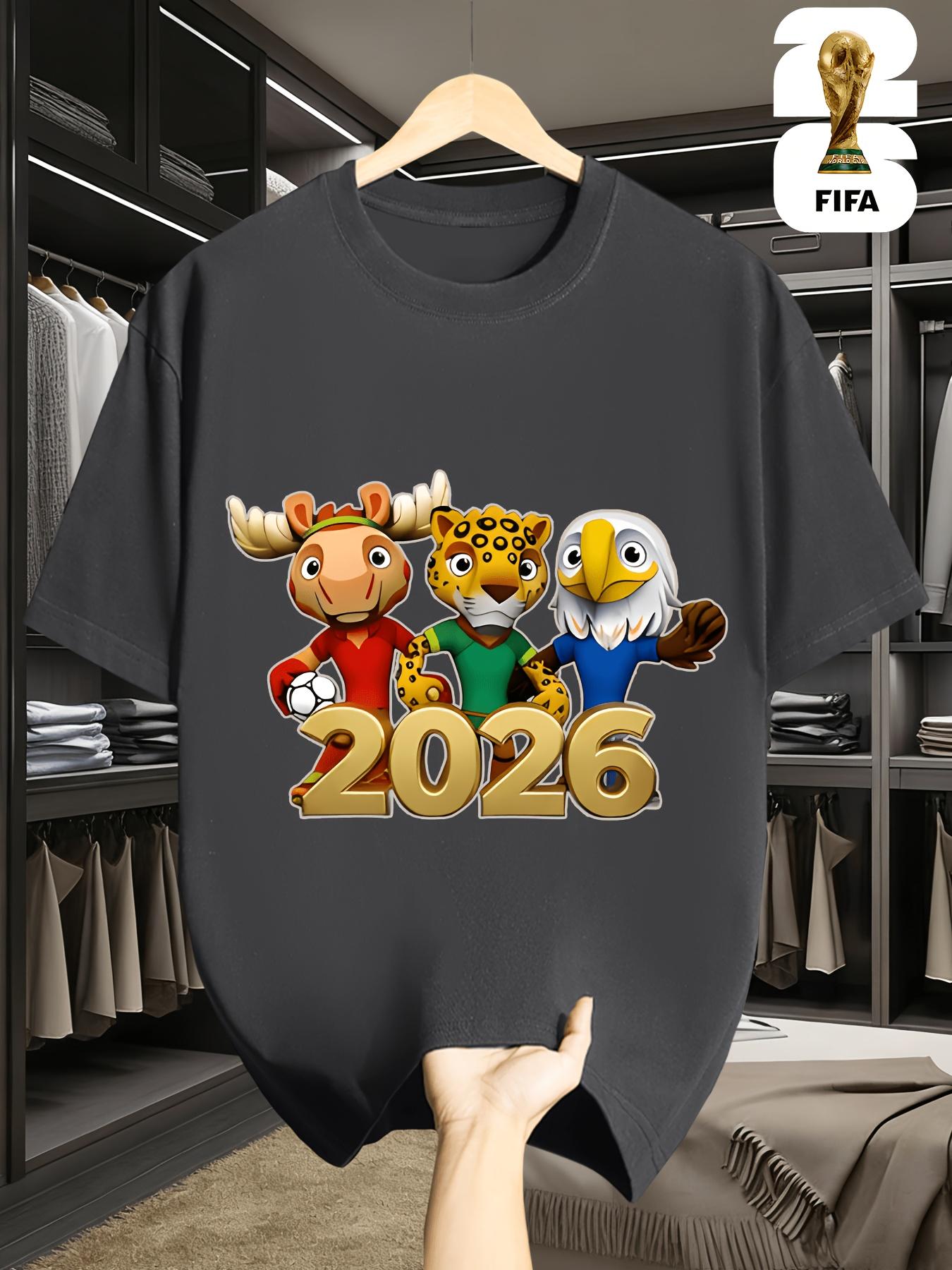 

2026 Кубок США-Канады, Футболка с принтом мяча FIFA, Мужской и женский парный стиль S серый