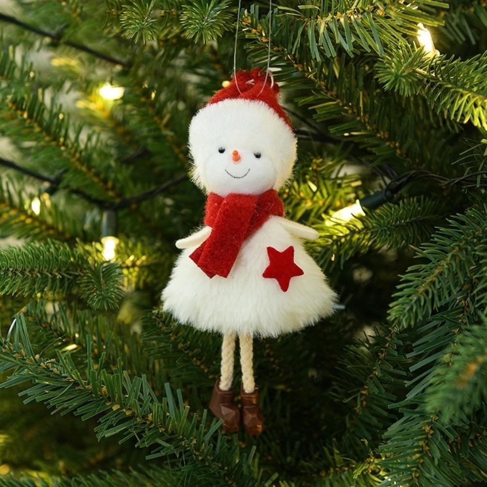 Angel Doll Hanging Plush Ornament Snowman Pattern Christmas Hanging Doll  Christmas Tree Decor