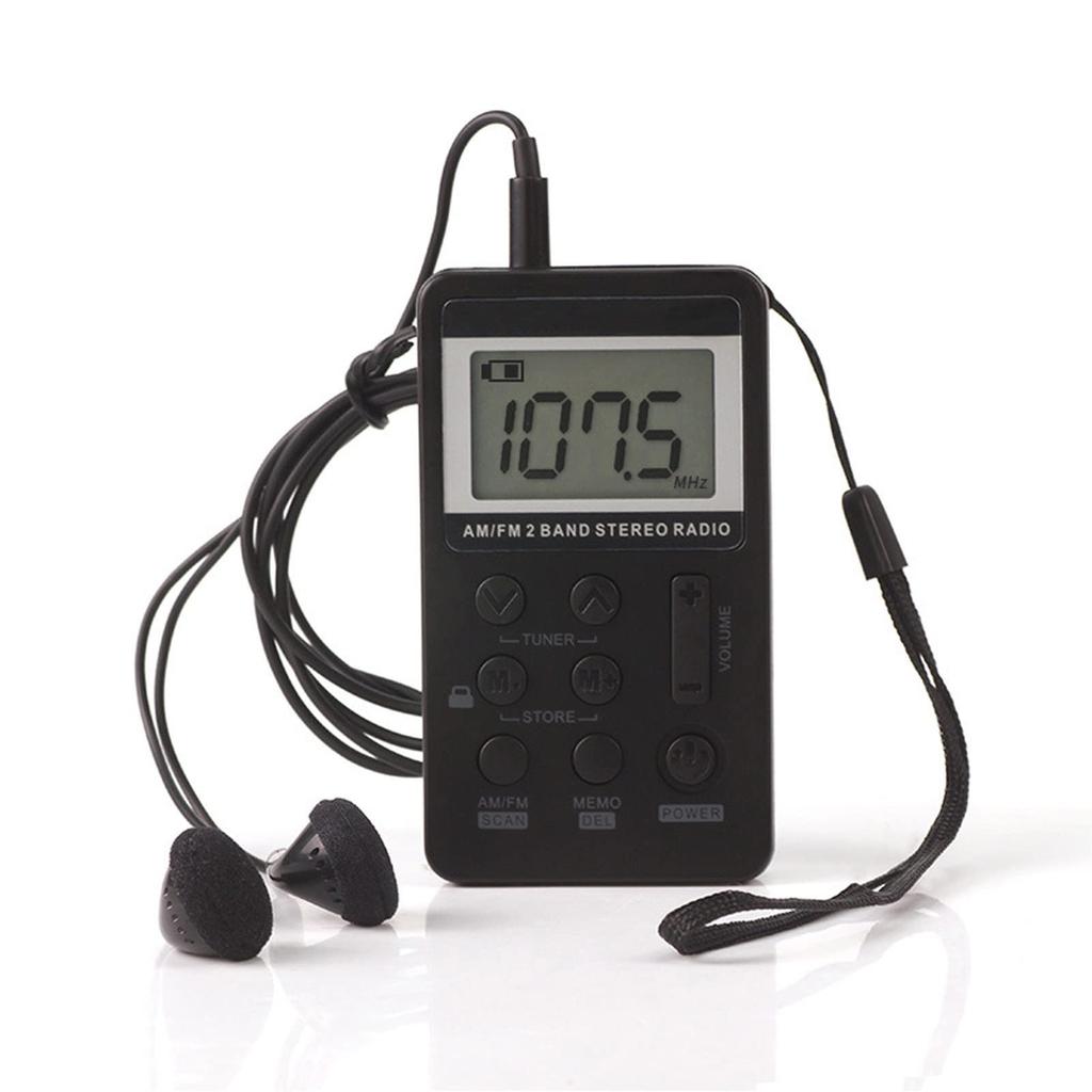 Pocket Radio, Dual Band AM/FM Mini Radio, High Sensitivity, 3 Search Modes, Digital LCD Display, Volume Control, Audio Radio