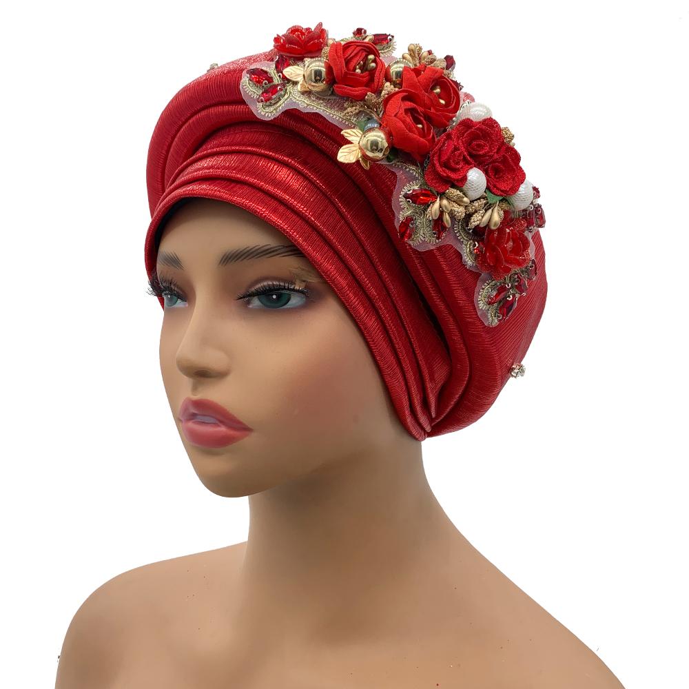 Exquisite Bouquet African Women'S Turban Cap Ready To Wear Nigeria Auto Gele Headtie Female Fashion Head Wraps Turbante Mujer