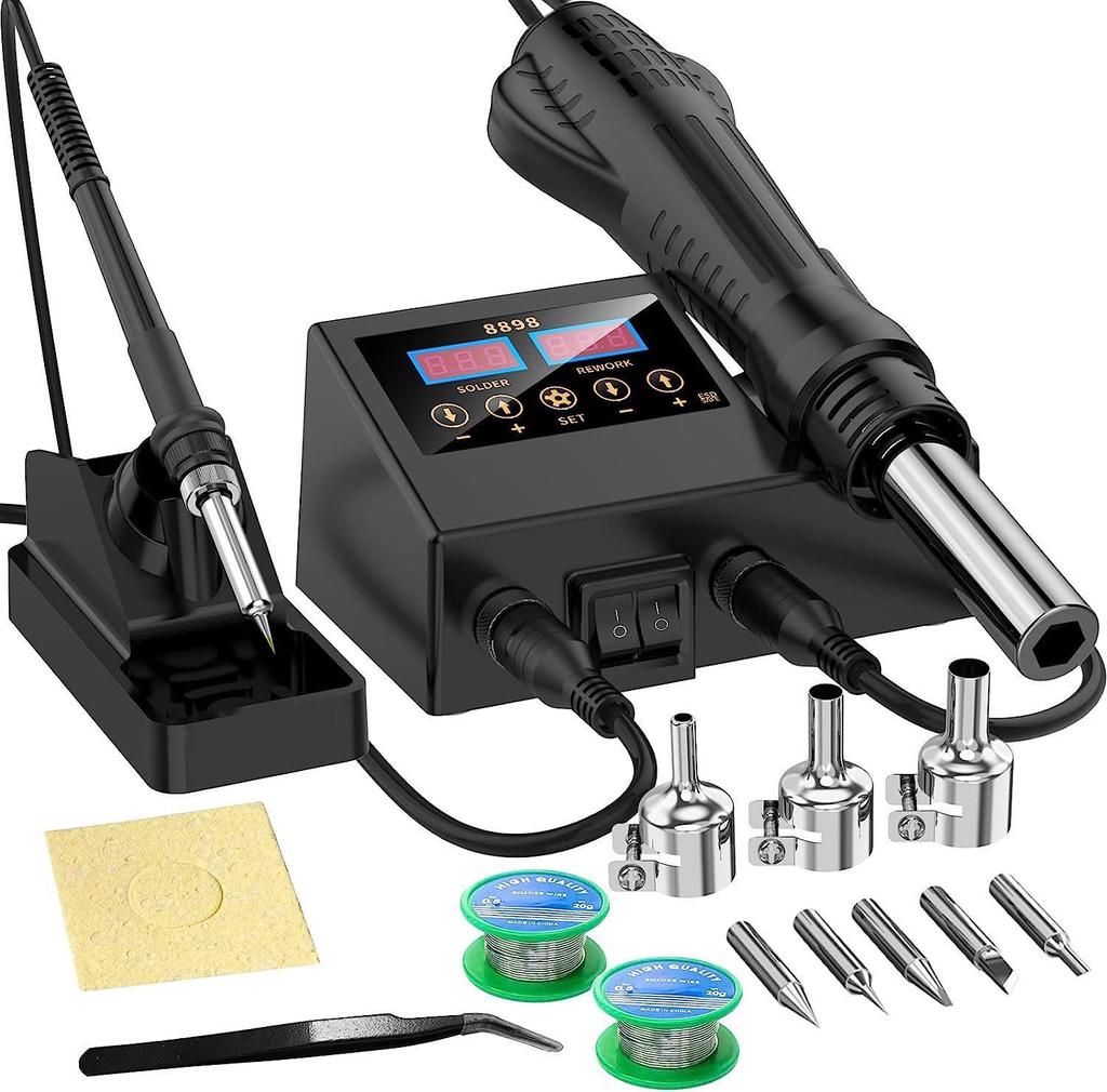 High-Power Dual Function Soldering & Desoldering Station with Hot Air Gun for Mobile Repair & Welding