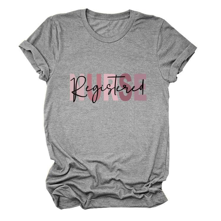 Summer Round Neck Letter Print Top Fashionable Casual Short Sleeved Women's T-shirts