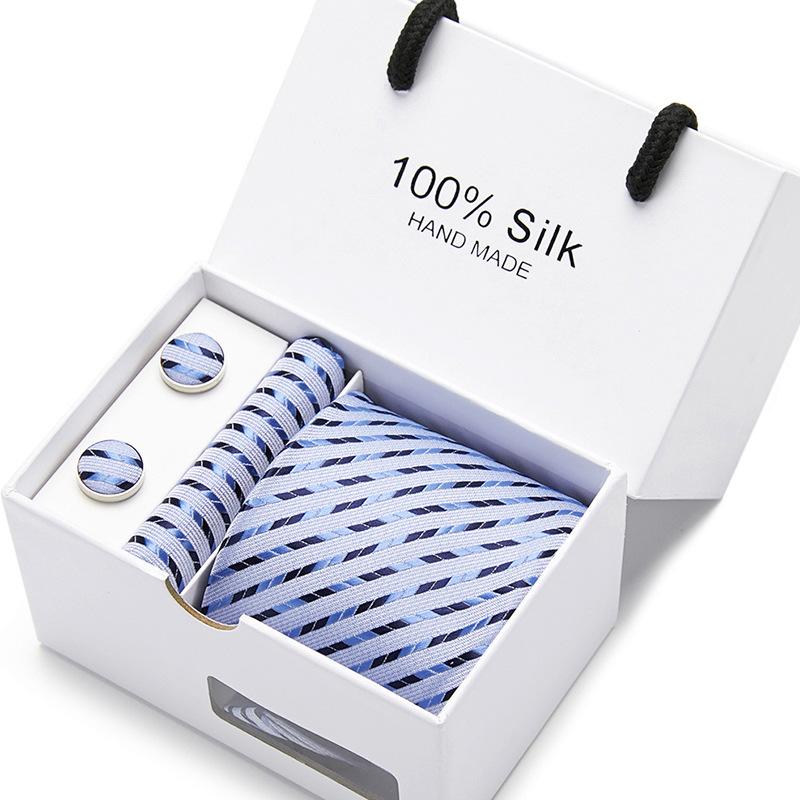 Men'S Tie Gift Box 5-Piece Set Tie Pocket Towel Scarf Cuff