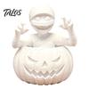 DIY Malbastelset 3D-gedruckte Kürbisjunge Figur, Ungemalte weiße Statue, Detaillierte Mumien Geist Figur Halloween Skulptur, Kreatives Heim Schreibtisch