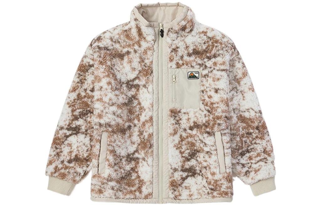 Women's Jacket Vans Tie Dye Print Zippers Fleece Lined Multi Pocket Jacket Women's Gray White