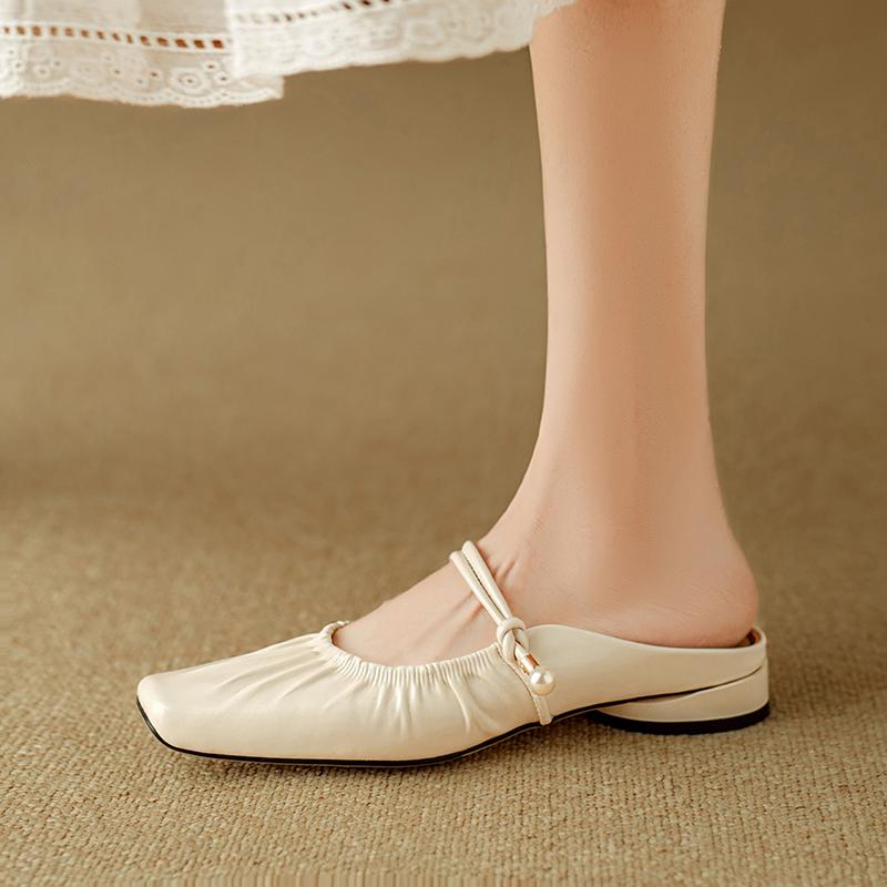 Fashion 2025 Women Slippers Square Toe Low Heel Women Shoes Roman Sliver Women Sandals Gladiator Handmade Ladies Modern Slippers