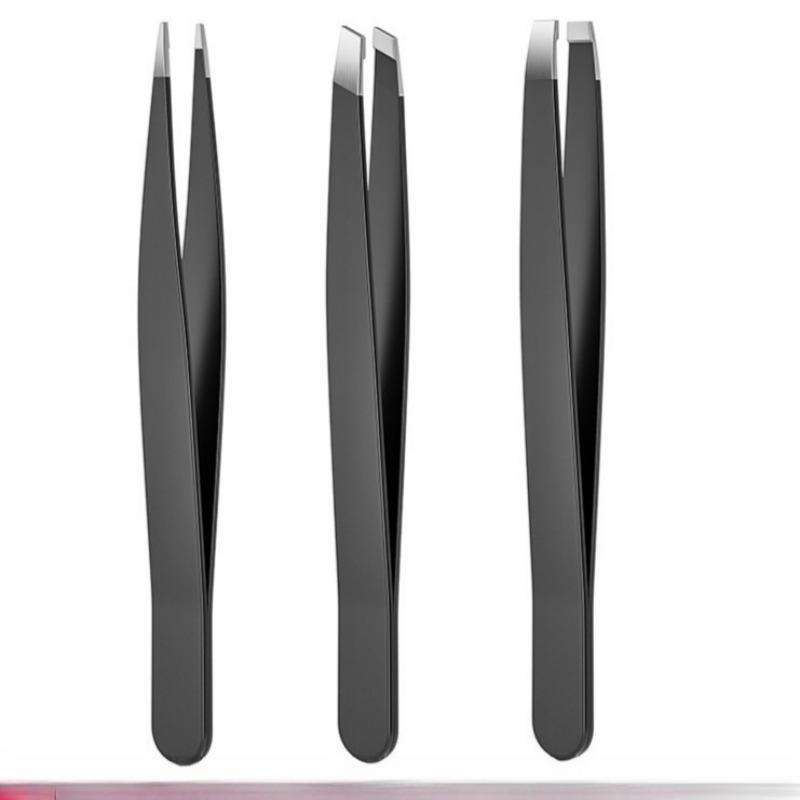 

3PCS Stainless Steel Eyebrow Clips, Flat Oblique Eyebrow Clips, Eyebrow Trimmers, Small Tweezers, Beard Tweezers, White Hair Plucking Clips 3pcs чёрный
