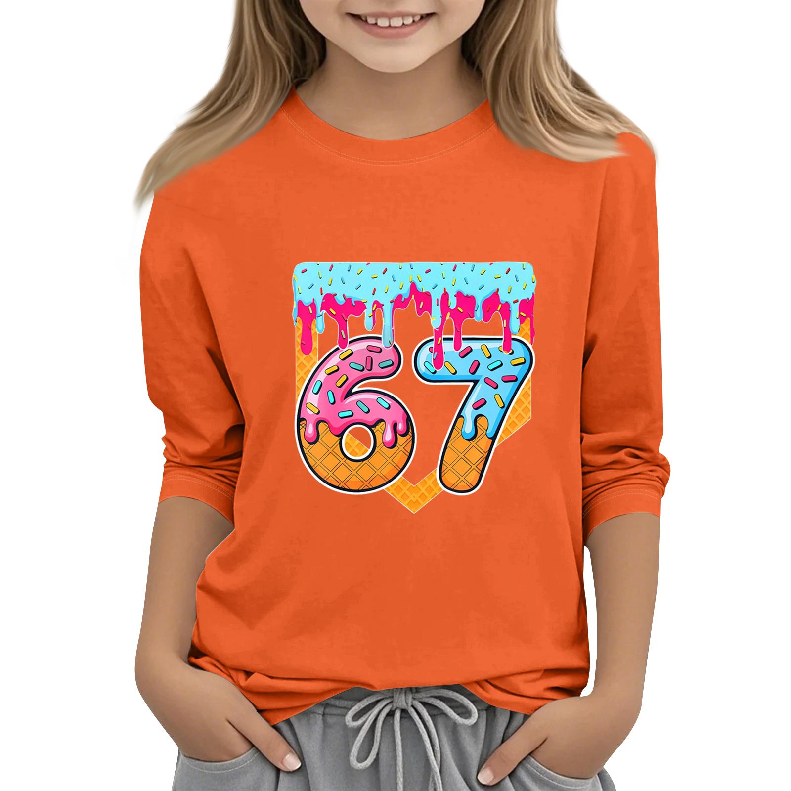 

Детская мода Футболка с рукавом три четверти, круглым вырезом, с принтом, повседневный топ 150 шафрановый