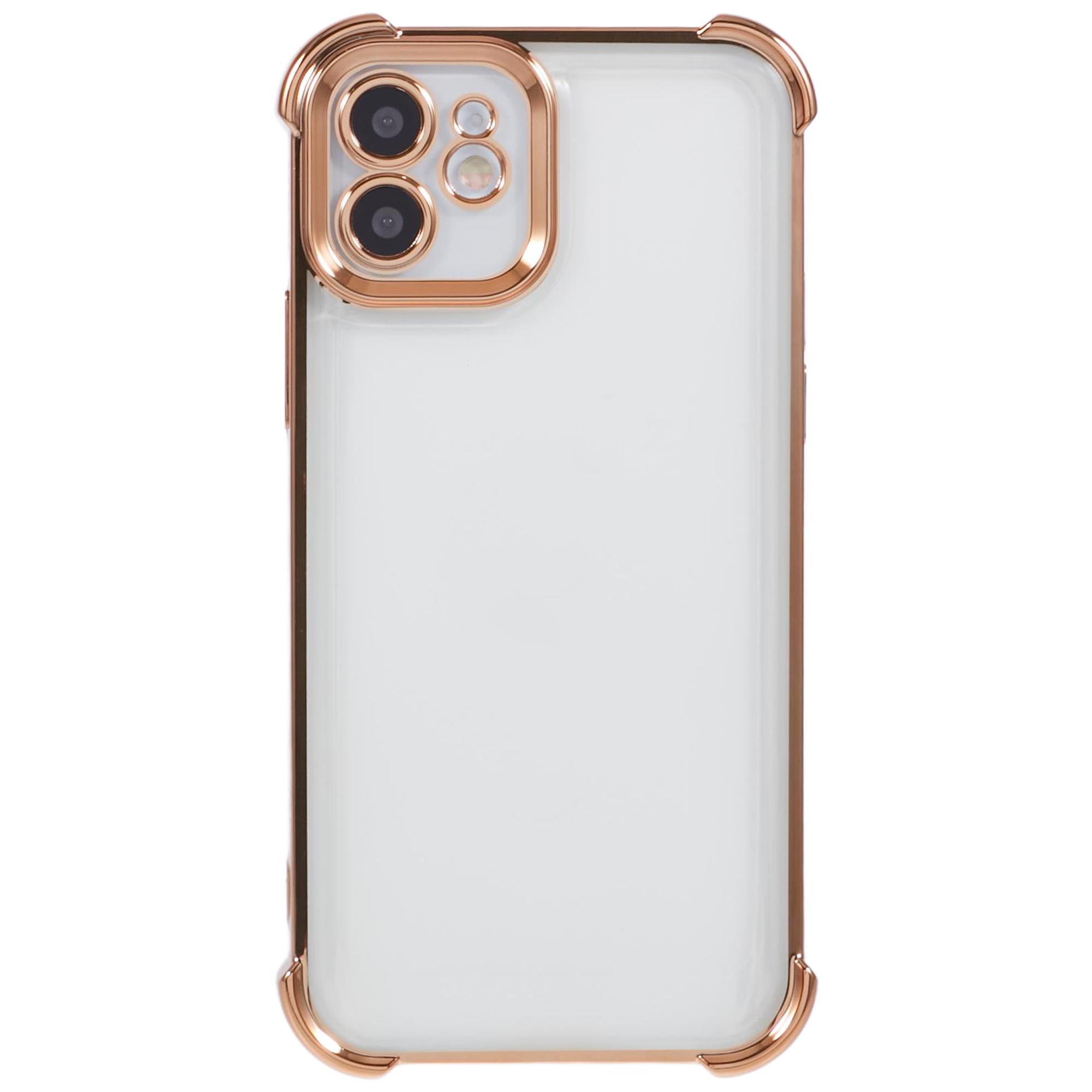 

For iPhone 11 Electroplating Phone Case Heart Pattern Edge TPU Phone Back Cover Gold