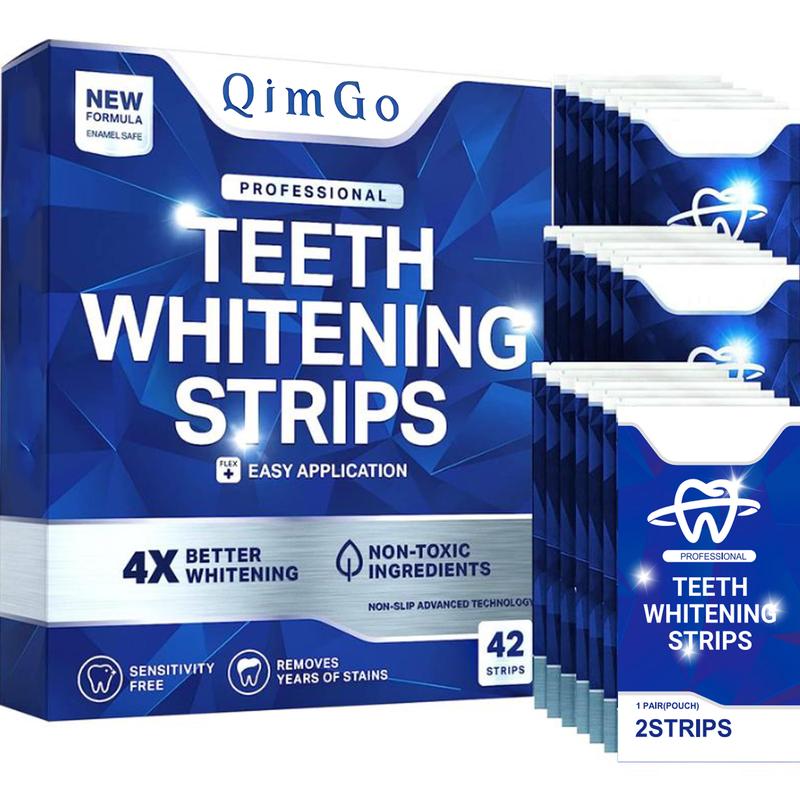 QimGo Professional Teeth Whitening Strips - Pack of 42 Strip - Safe for Enamel - Non Sensitive Teeth Whitening - Whitening Without Any Harm