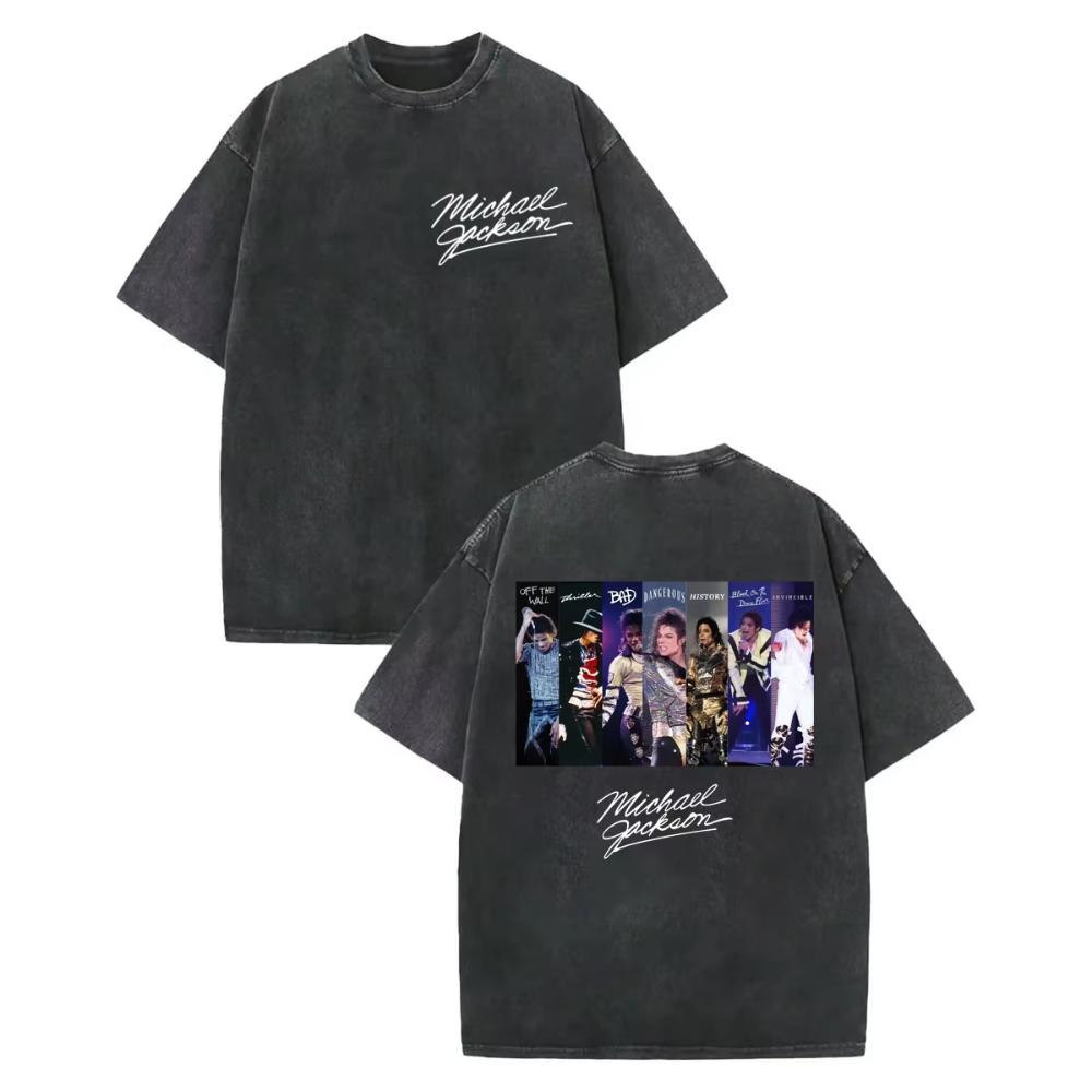 Rock Singer Michael Jackson Graphic T Shirts Mens Women High Quality Vintage Washed Tshirt Summer Casual Loose Cotton Tshirts