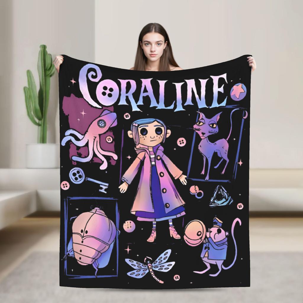 Super Soft BlanketChild Airplane Travel Coralines Throw Blanket Horror Flannel Bedspread For Living Room Comfortable Sofa Cover