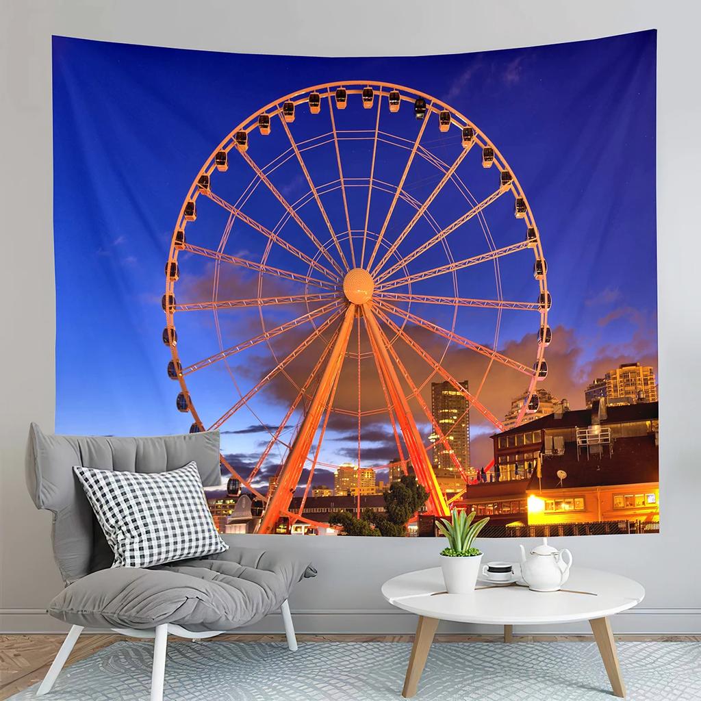 Paris Night View Tapestry Eiffel Tower Tapestry Ferris Wheel Tapestry Art Wall Hanging Home Living Room Bedroom Dorm Tapestries