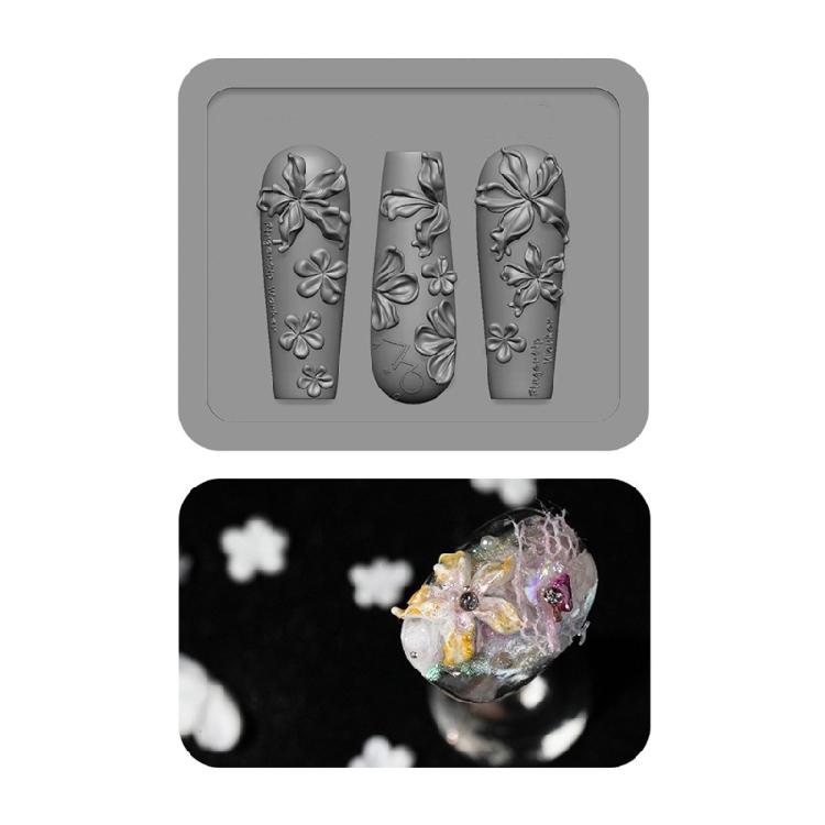 Multipurpose Nail Art Template Tool Stylish Silicone Nail Art Molds Embossing Carving Templates for Nail Enthusiasts