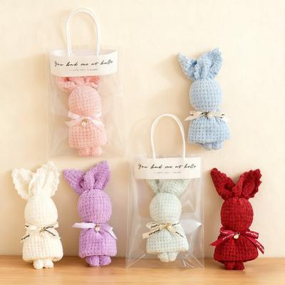 1pc Merbau Lace Coral Fleece Water Absorbent Quick-Drying Rabbit-Shaped Gift Handkerchief, Cute Doll Wedding Gift Small Towel, Holiday Gift