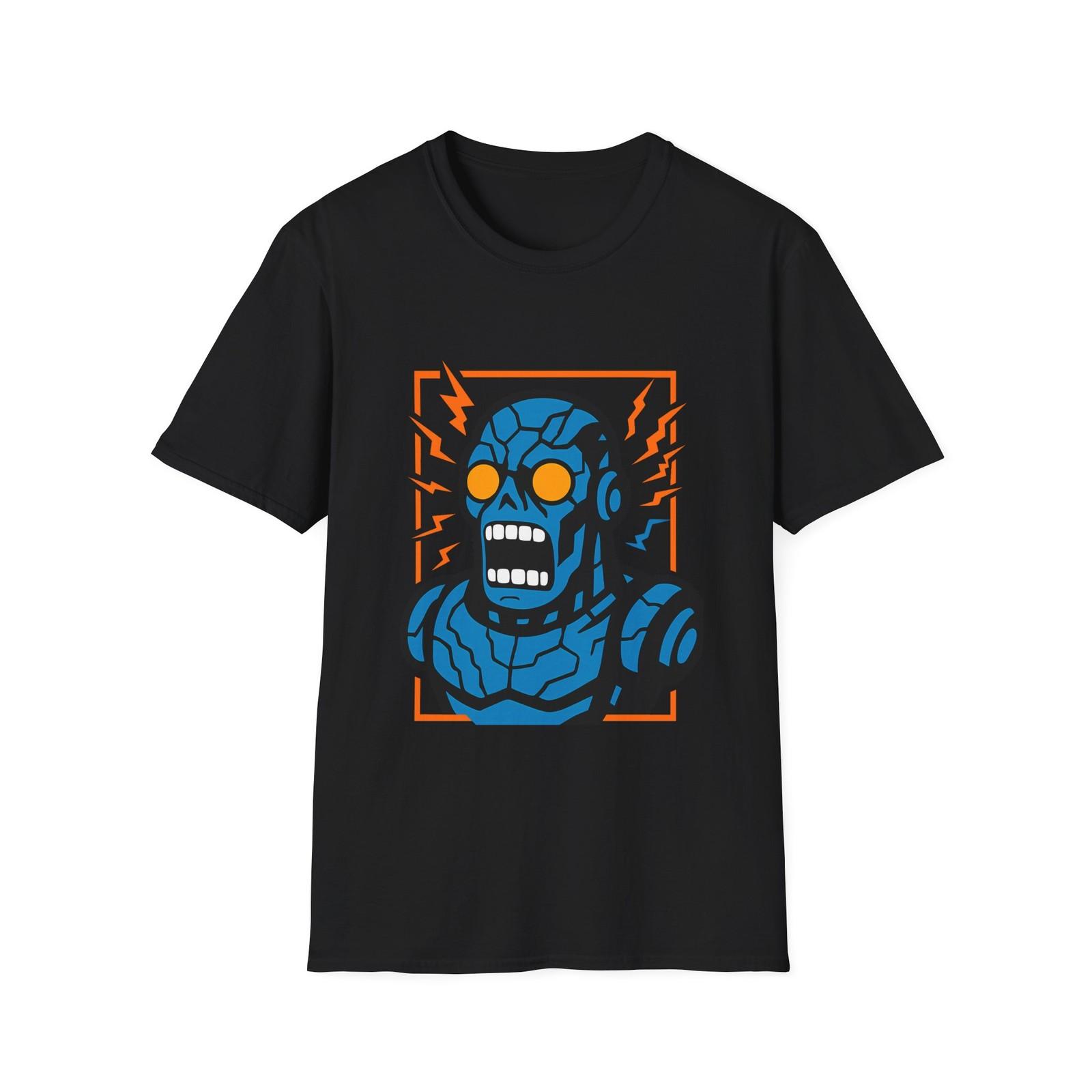 Unisex Softstyle T-Shirt Mens Womens Tees Top – Fierce Neon Robot, Unhinged Rage, Madness XL