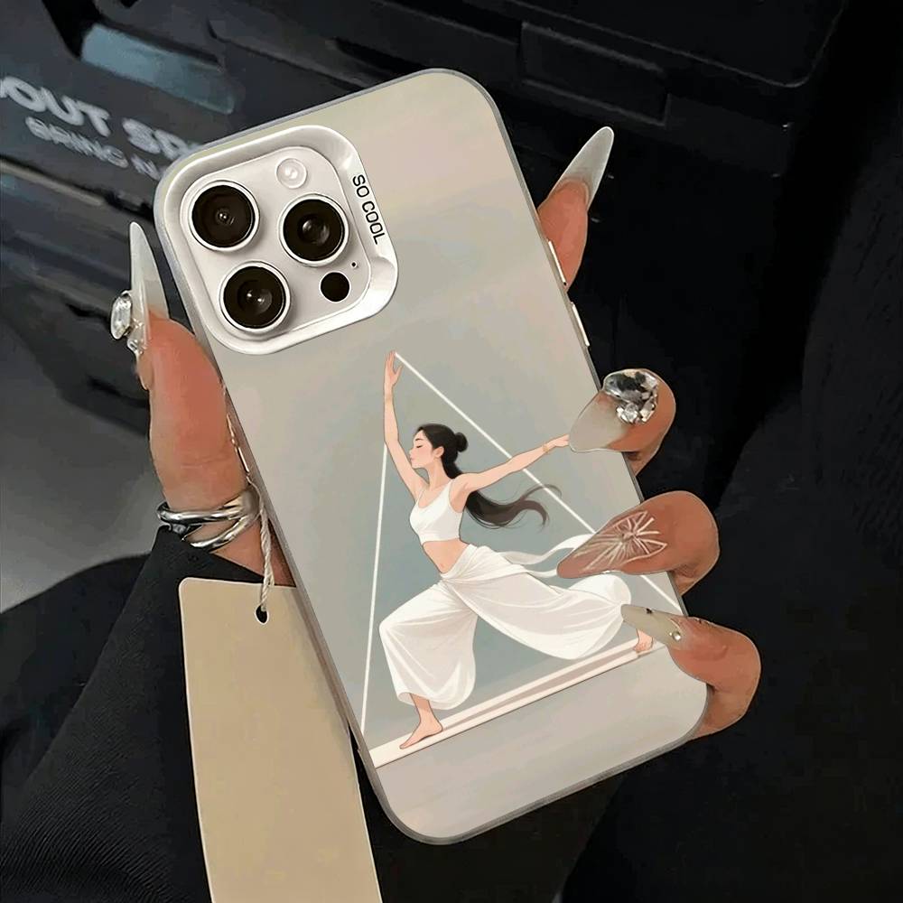 GYM Girl Phone Case For iPhone 11 12 13 14 15 16Pro Max Plus White Sliver Phone Cover