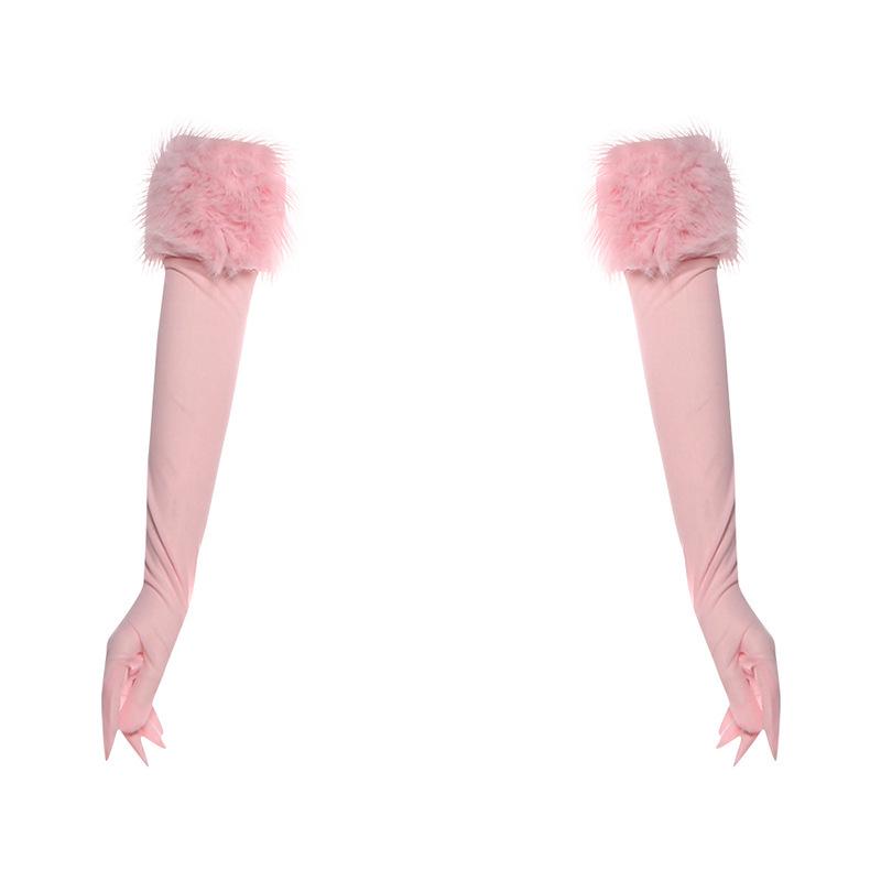 

2025 Autumn Women s One-Shoulder Plush Irregular Waist-Cinched Christmas Top with Sleeve Covers Small