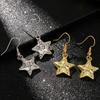 Simple Metal Star Set Zircon Pendant Earrings for Women Fashion Pentagram Earrings Bracelet Necklace Set Banquet Party Jewelry