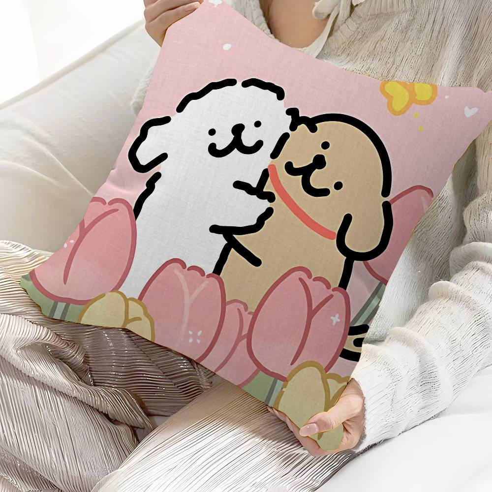 Cute Cartoon Line Dog Personalized picture text home decorative pillows Household Gifts 45x45cm