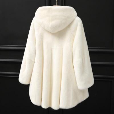 Imitation Mink Coat Women's Medium and Long Hooded Imitation Mink Hair Imitation Fur Jacket Imitation Fur Hooded Loose