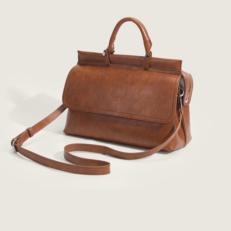 New retro large capacity handbags pure color versatile simple multi -function tote pack high -quality fashion oblique crossbag