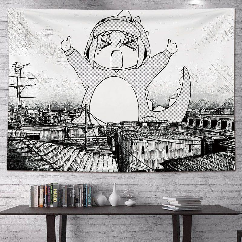 Lonely Rock Cute Anime Girl Tapestry, Cartoon Style Wall Hanging for Living Room Bedroom Esports Room Home Decor