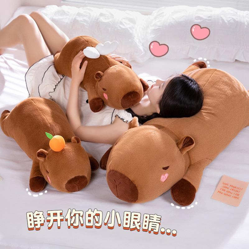 Capibara Capybara Plush Doll Cute Angel Capybara Long Pillow Children'S Bed Sleeping Doll