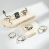 Dark Snake Pattern Ring, Punk Style Snake Animal Retro Exaggerated Ring Seven-piece Set