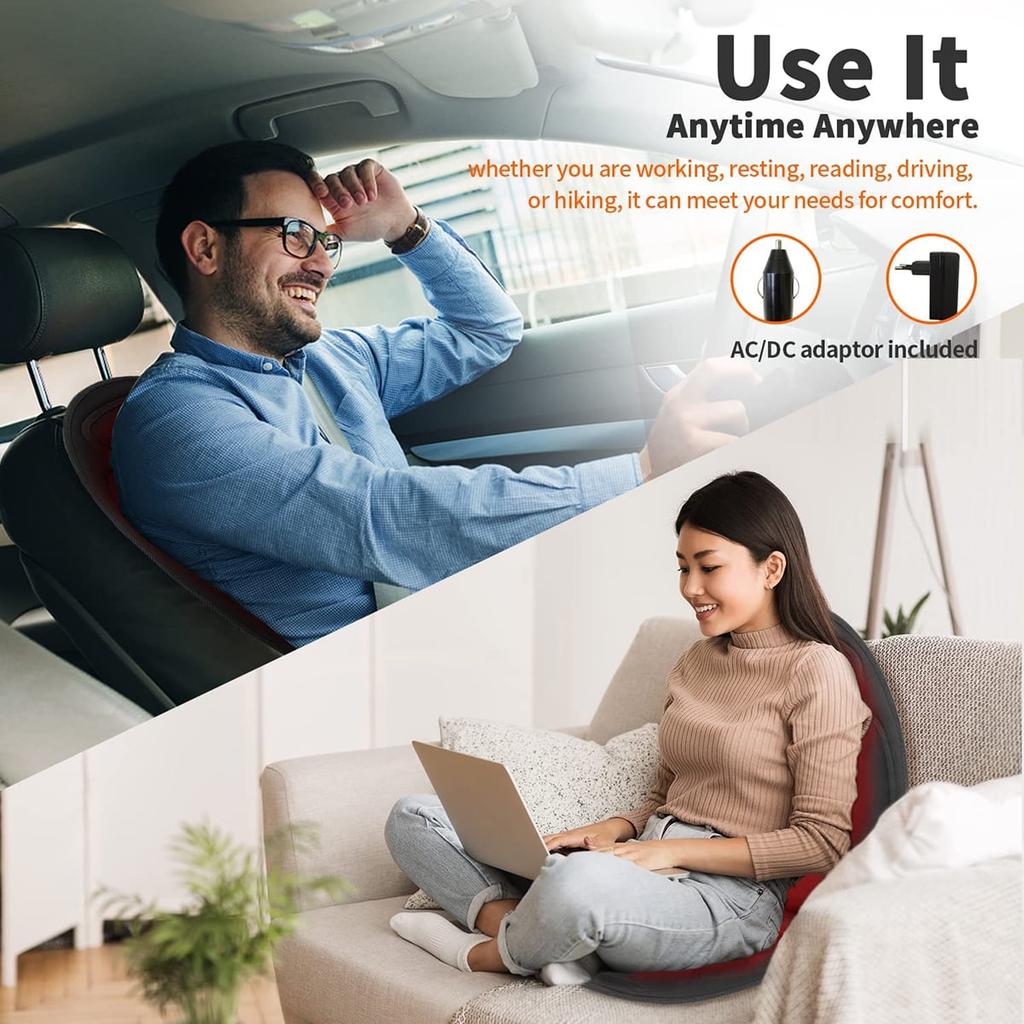 "Vibration Back Massage Mat with Heat, Back Massage Cushion Seat Massager for Chair with 5 Vibrating Modes for Home Office Use"