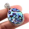 Natural Abalone Shell Gemstone 925 Solid Sterling Silver Gift Pendant 1.8" O7s01