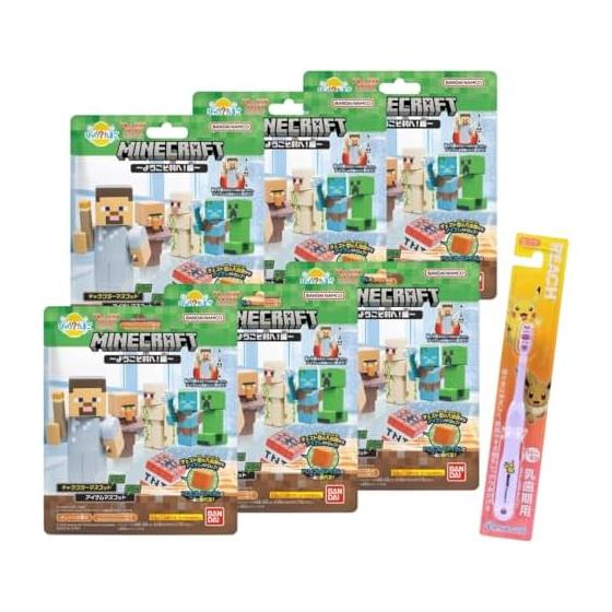 [Set of 6] Bath Bomb Bandai Bath Ball MINECRAFT Minecraft Minecraft Bikkura Egg Welcome to the Village with bonus [Comes with 1 character toothbrush