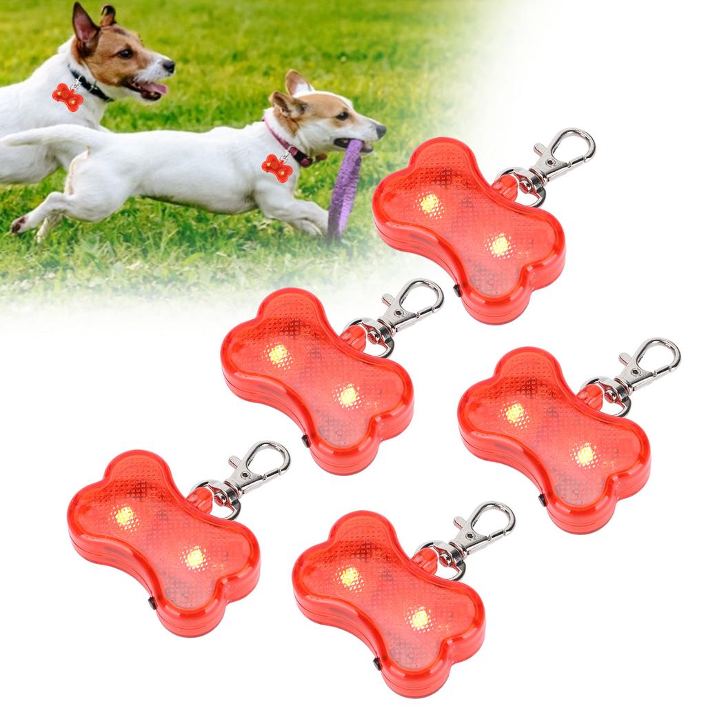 5Pcs Side Switch Bone Shape Pet Collar Light Lamp Tag Pendant Supply Waterproof Design
