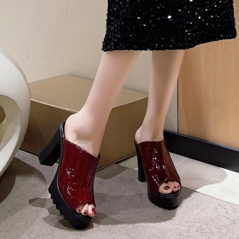 Fashion 2025 NEW Summer Heeled Slippers Ladies  Women Sandals Peep Toe Outside Women's Slipper Female Platform Sandals
