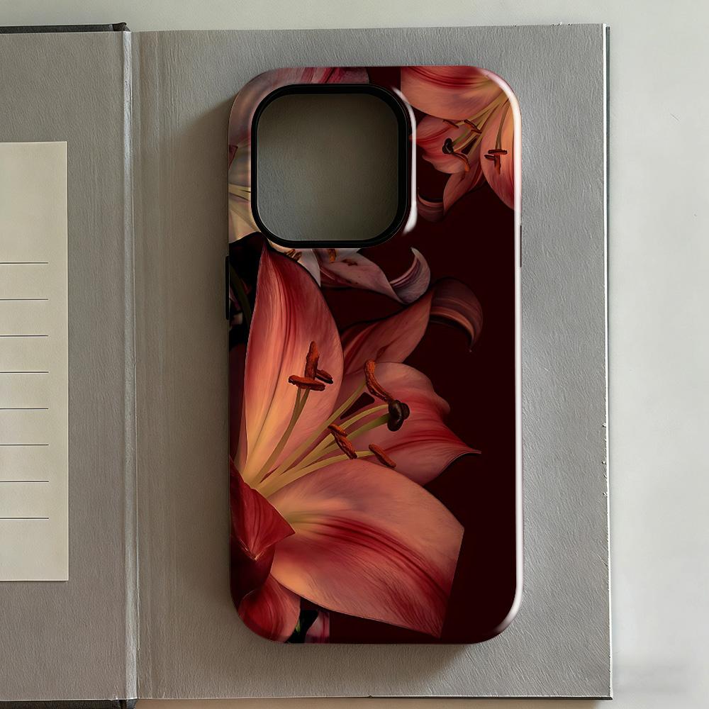 

Clmj Black Floral Phone Case for iPhone 17 16e 16 15 14 13 12 11 X XS XR XSMAX 8 Air Pro Max Plus Luxury Double-layer Back Cover iPhone 11