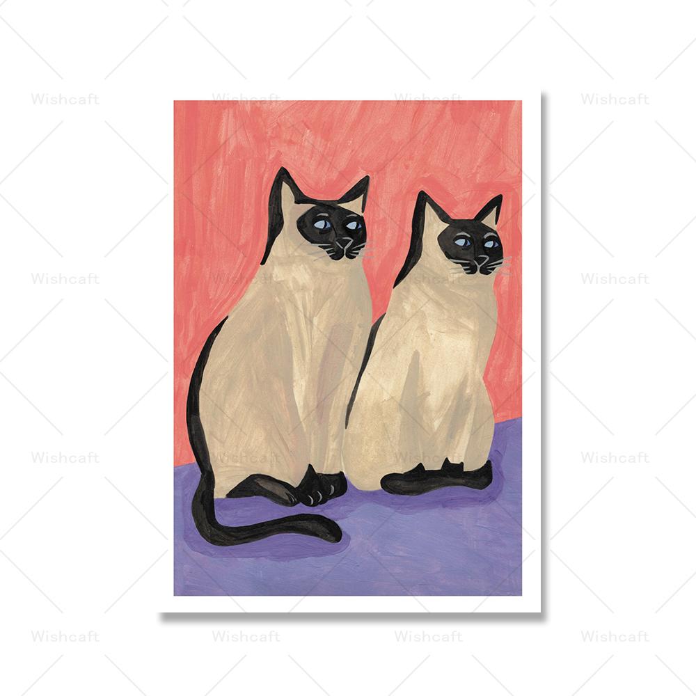 

Плакат с котами в сумке, абстрактная настенная живопись на холсте, черный кот, принты, мультяшные три собаки, настенные панно, детский домашний декор 30x40cm No Framed