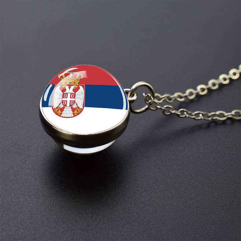 Countries Flag Glass Ball Necklace Russia France Spain UK Italy Poland Ukraine Flag Pendant Necklace Travel Gift