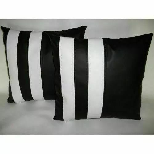 

Stylish Soft Lambskin Black Pillow Cushion Home DÃ©cor Real Leather Decent Cover 24 x 24 in чорний/білий
