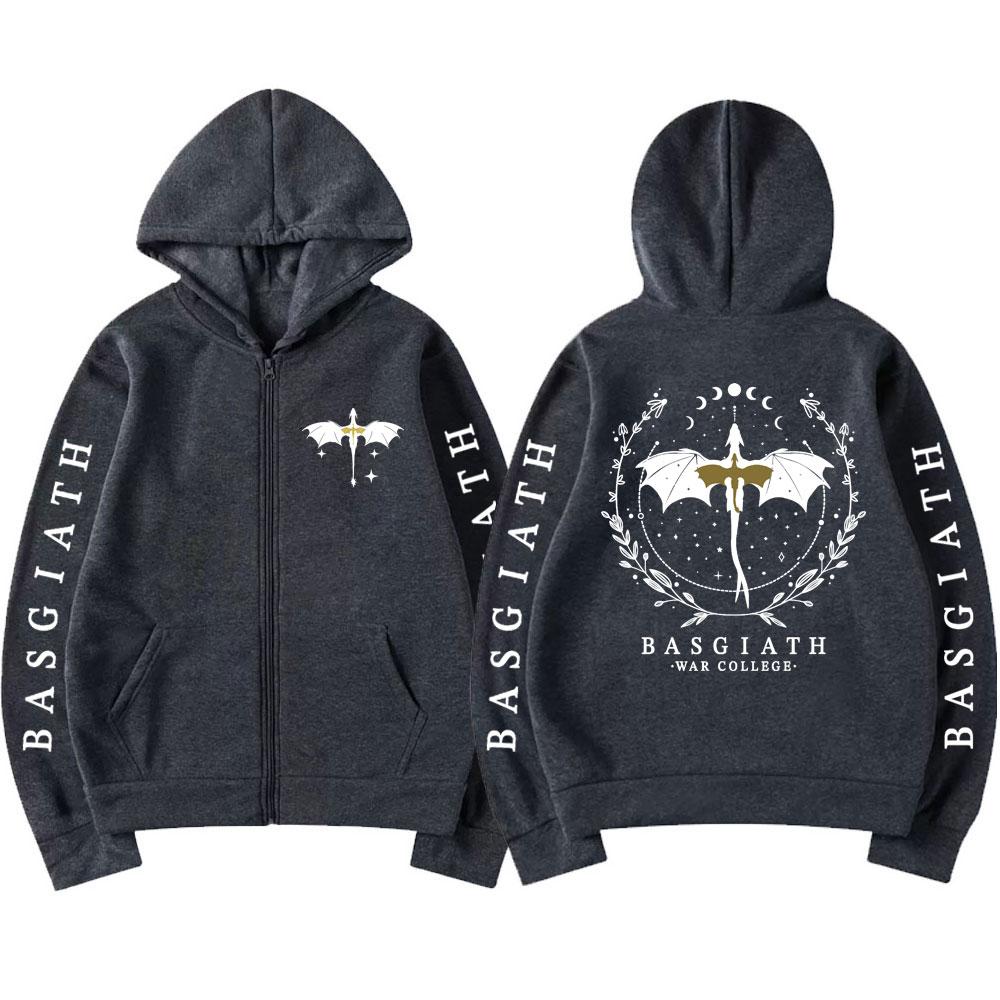 

Basgiath War College Popular Zip Up Hoodies Fourth Wing Dragon Sweatshirt Men Women Harajuku Loose Fleece Coats 3XL