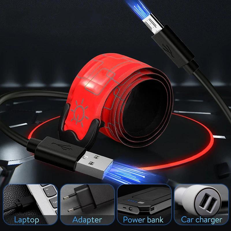 Outdoor Sports Night Running Armband LED Lamp USB Rechargeable Safety Belt Arm Leg Warning Wristband Cycling Bike Bicycle Light