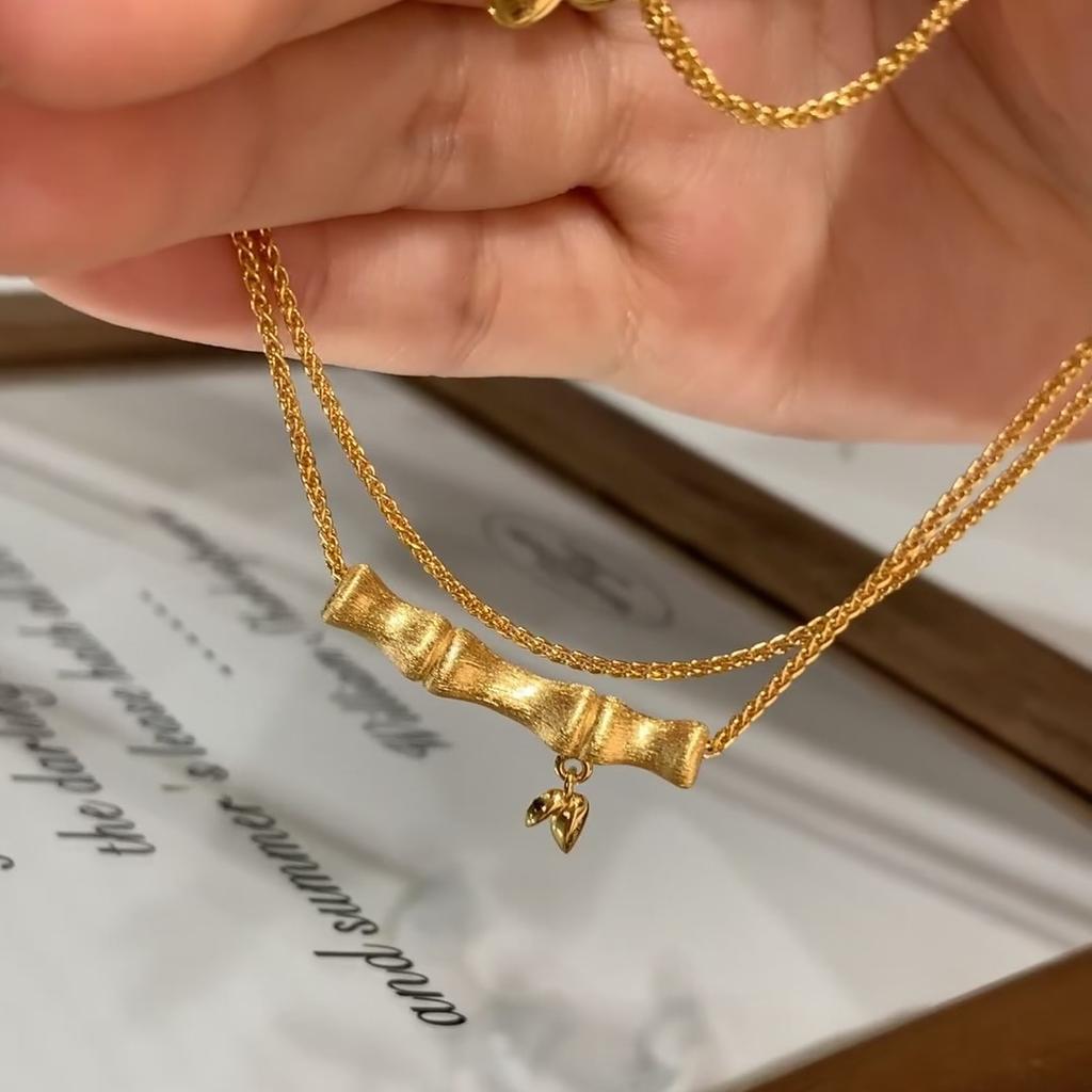 National Style, Cool Feeling, Handmade Brushed Bamboo Necklace, Women'S Exquisite Design, Joint High-Rise Collarbone Chain