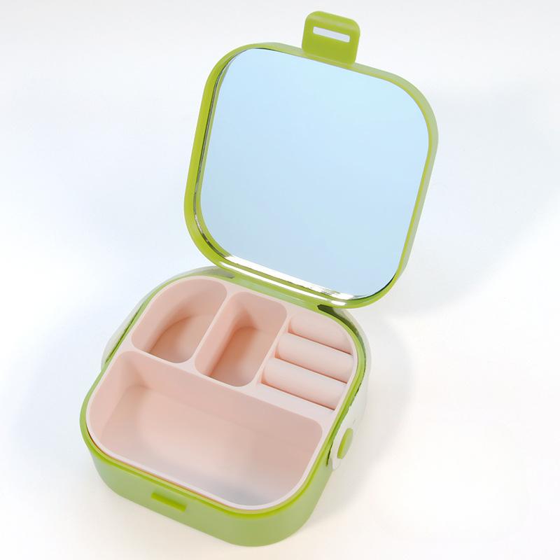 Tragbare Schmuckschatulle Ring Schmuck Halskette Lippenstiftfach multifunktionale PP-Kunststoff Aufbewahrungsbox zum Mitnehmen