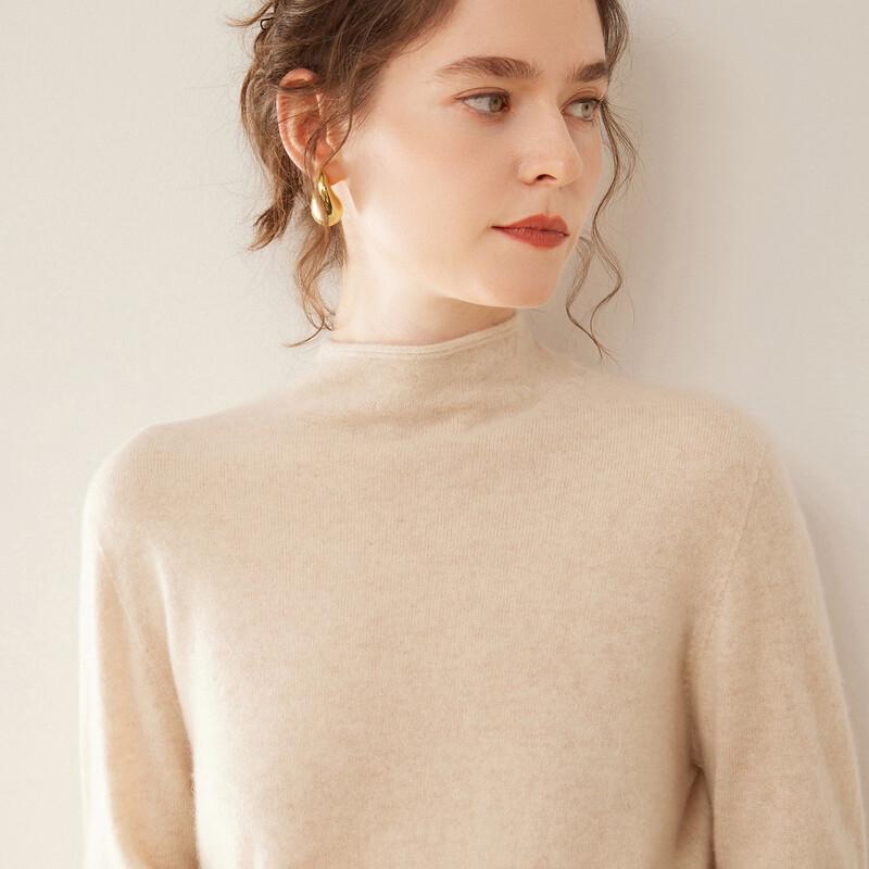 Fanzhen Women's Semi-High Collar Cashmere Sweater