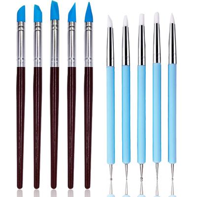 5PCS Silicone Clay Sculpting Tool for Brush Modeling Dotting Nail Art Pottery Clay Tools DIY Carving Sculpting Tools