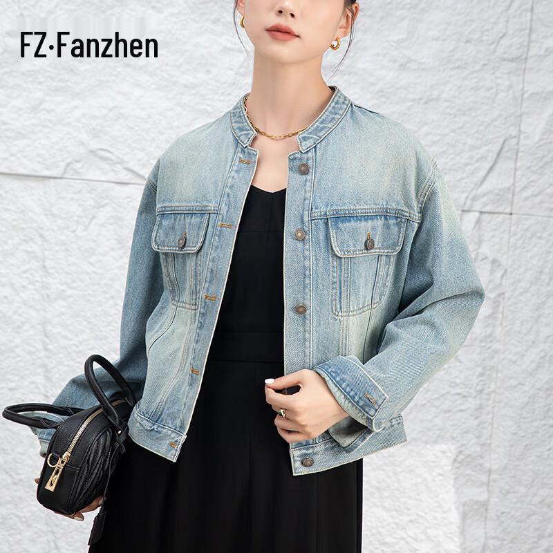 

Fanzhen Женская Повседневная Универсальная Короткая Джинсовая Куртка 2XL