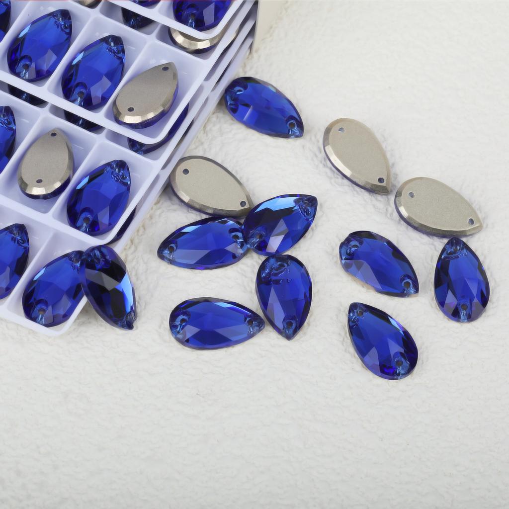K9 Weichen Glass Boutique Hand-Sewn Drill Flat Bottom Double Hole Water Drop Flat Buckle Ab Special-Shaped Colored Diamond Diy/Double Hole Gem Drill